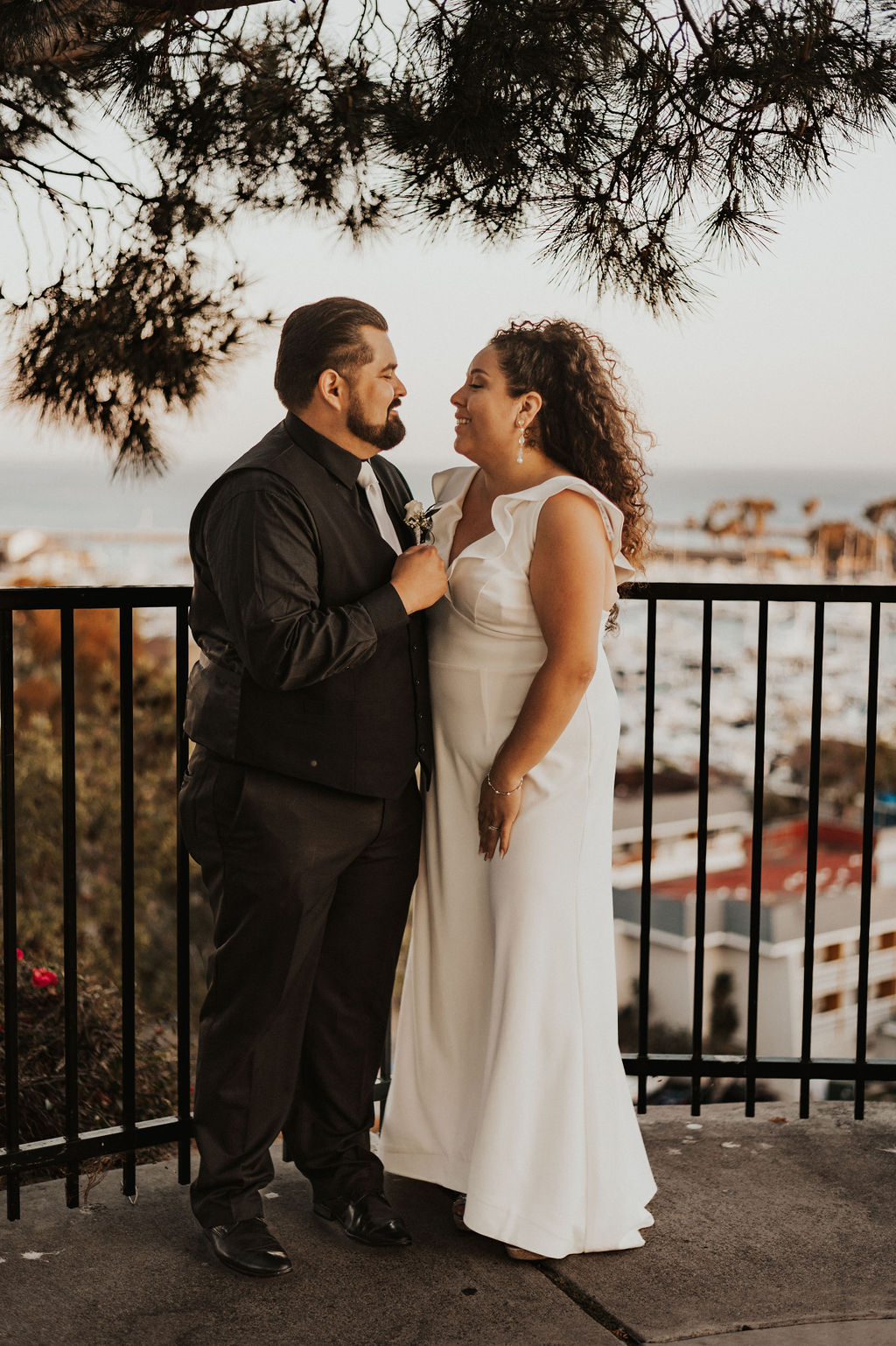 intimate bride and groom photo at their ocean elopement