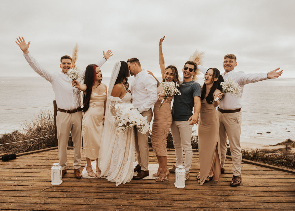 beach elopement with family and friends