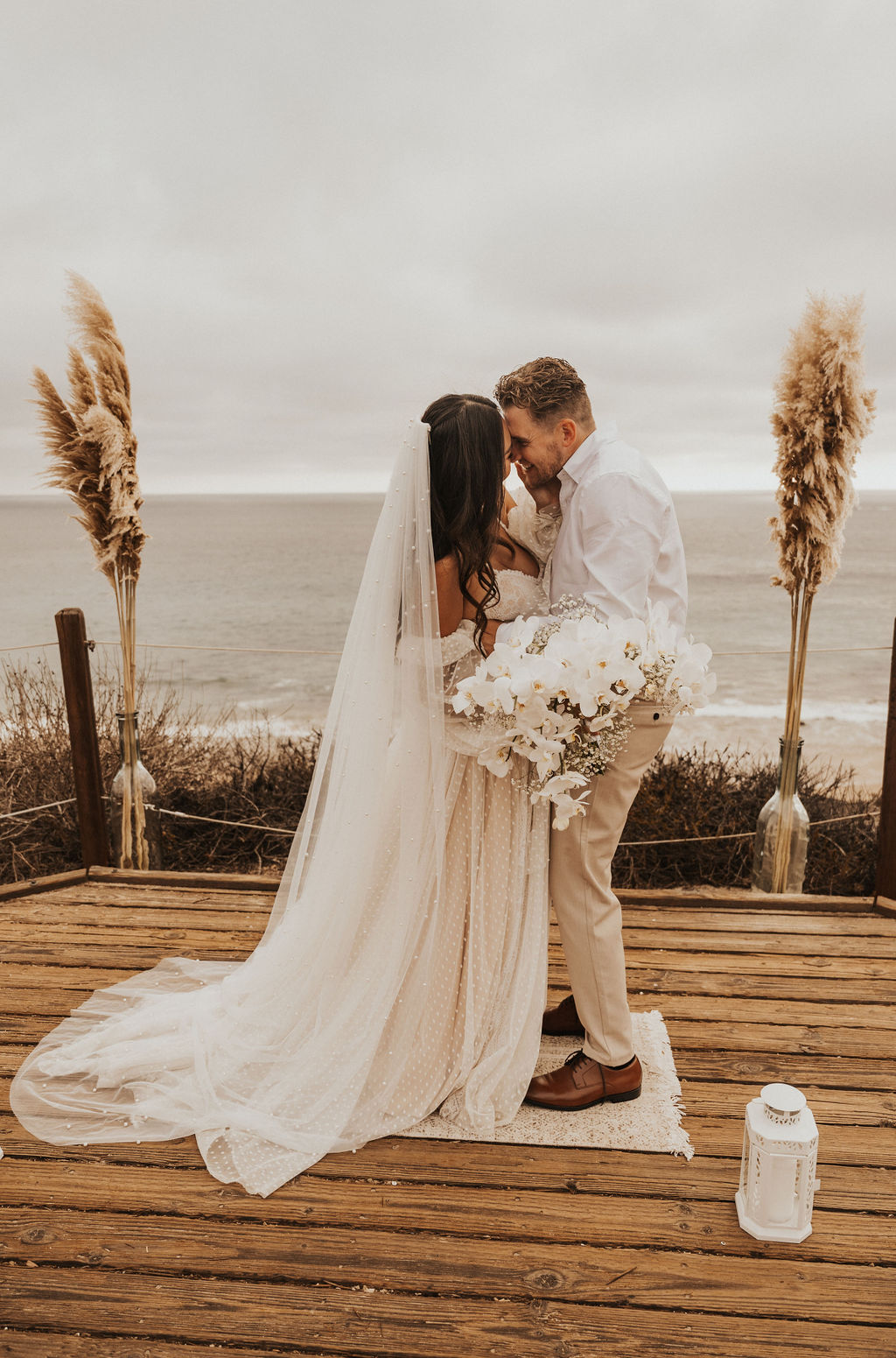 bride and groom at the altar at southern california elopement 